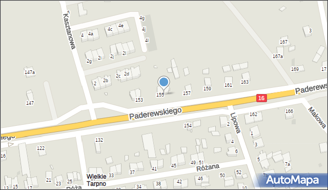 Grudziądz, Paderewskiego Ignacego Jana, 155A, mapa Grudziądza