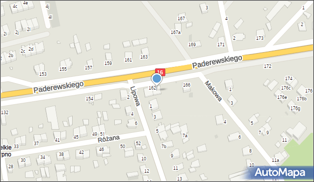 Grudziądz, Paderewskiego Ignacego Jana, 164, mapa Grudziądza