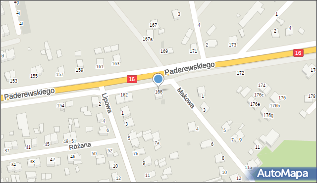 Grudziądz, Paderewskiego Ignacego Jana, 166, mapa Grudziądza