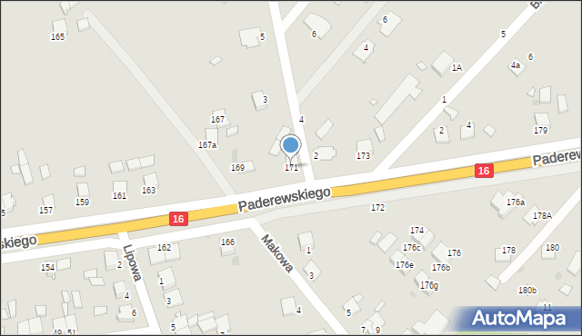 Grudziądz, Paderewskiego Ignacego Jana, 171, mapa Grudziądza