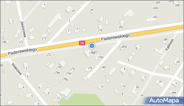 Grudziądz, Paderewskiego Ignacego Jana, 176a, mapa Grudziądza