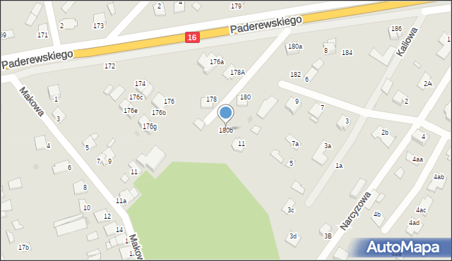 Grudziądz, Paderewskiego Ignacego Jana, 180b, mapa Grudziądza