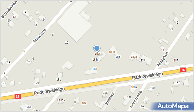 Grudziądz, Paderewskiego Ignacego Jana, 183e, mapa Grudziądza