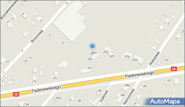 Grudziądz, Paderewskiego Ignacego Jana, 183f, mapa Grudziądza