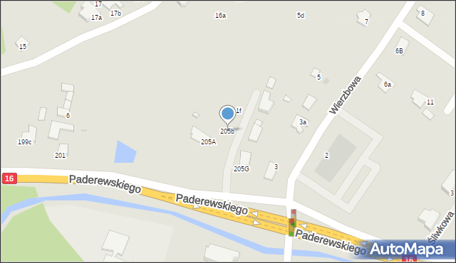 Grudziądz, Paderewskiego Ignacego Jana, 205b, mapa Grudziądza