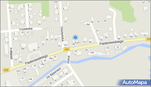 Grudziądz, Paderewskiego Ignacego Jana, 45a, mapa Grudziądza