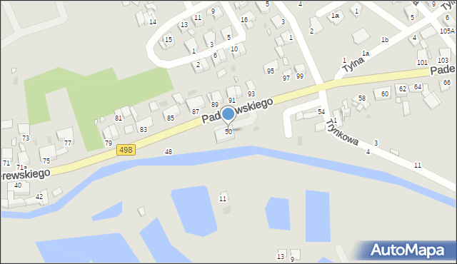 Grudziądz, Paderewskiego Ignacego Jana, 50, mapa Grudziądza