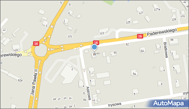 Grudziądz, Paderewskiego Ignacego Jana, 88, mapa Grudziądza