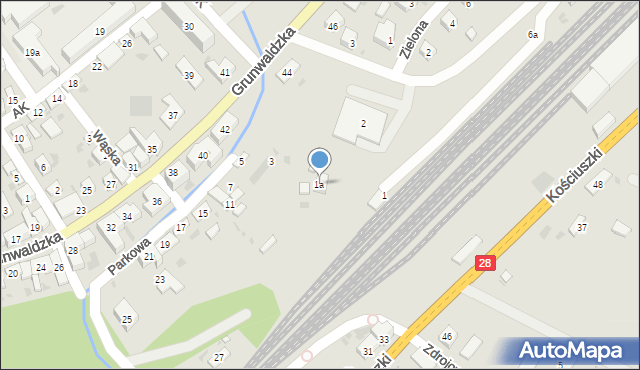Grybów, Parkowa, 1a, mapa Grybów