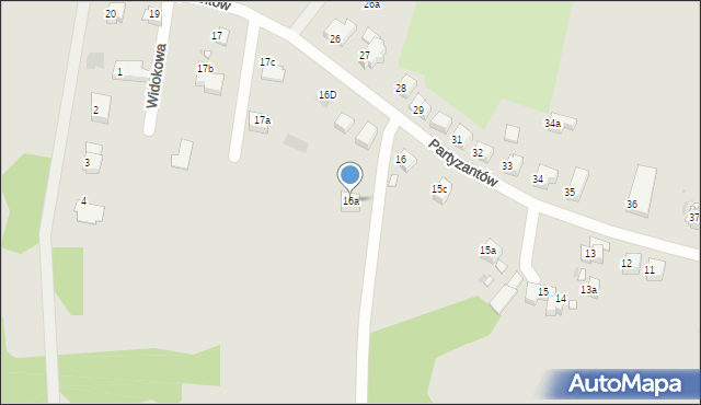 Gryfów Śląski, Partyzantów, 16a, mapa Gryfów Śląski