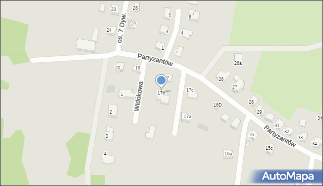 Gryfów Śląski, Partyzantów, 17b, mapa Gryfów Śląski