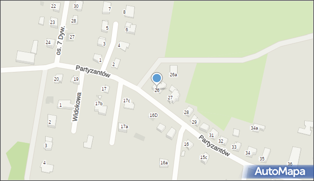 Gryfów Śląski, Partyzantów, 26, mapa Gryfów Śląski