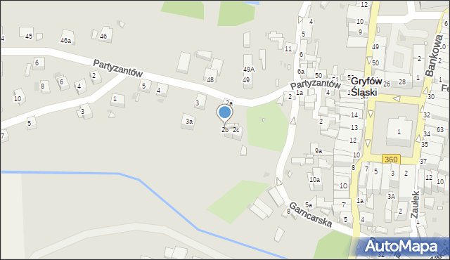 Gryfów Śląski, Partyzantów, 2b, mapa Gryfów Śląski