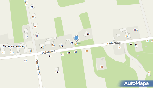 Grzegorzewice, Pałacowa, 20, mapa Grzegorzewice