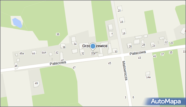 Grzegorzewice, Pałacowa, 32a, mapa Grzegorzewice