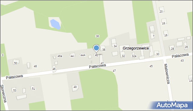 Grzegorzewice, Pałacowa, 42, mapa Grzegorzewice