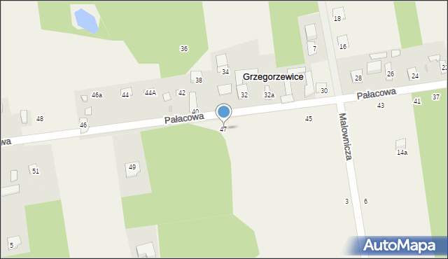 Grzegorzewice, Pałacowa, 47, mapa Grzegorzewice