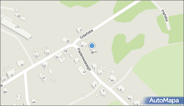 Gubin, Paderewskiego Ignacego Jana, 2B, mapa Gubin