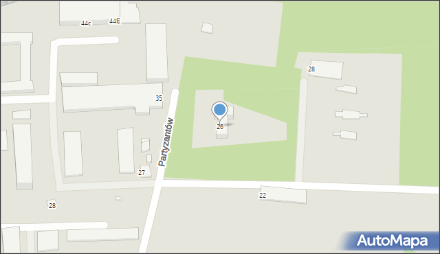 Gubin, Partyzantów, 26, mapa Gubin