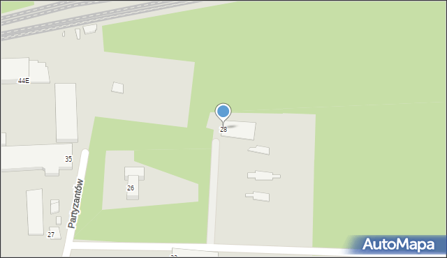 Gubin, Partyzantów, 28, mapa Gubin