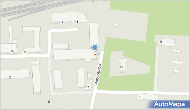 Gubin, Partyzantów, 35, mapa Gubin