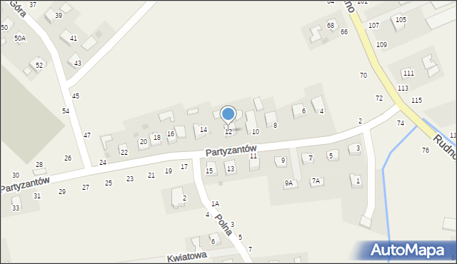 Ilkowice, Partyzantów, 12, mapa Ilkowice