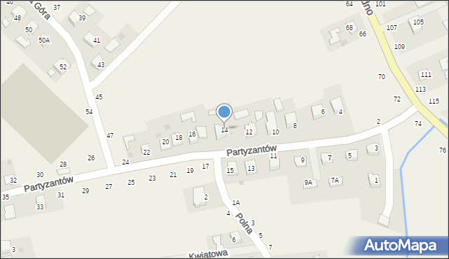 Ilkowice, Partyzantów, 14, mapa Ilkowice