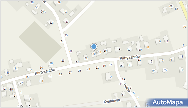 Ilkowice, Partyzantów, 20, mapa Ilkowice