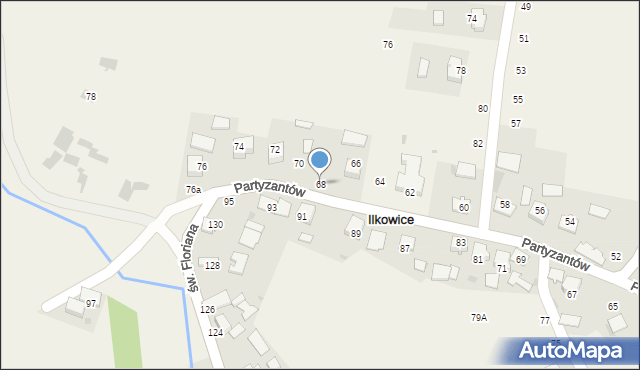 Ilkowice, Partyzantów, 68, mapa Ilkowice