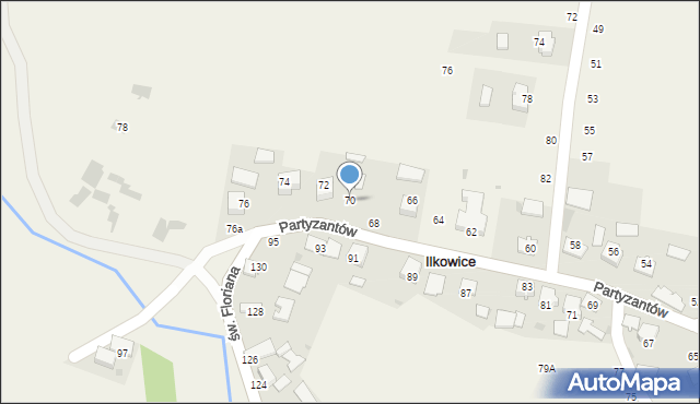 Ilkowice, Partyzantów, 70, mapa Ilkowice