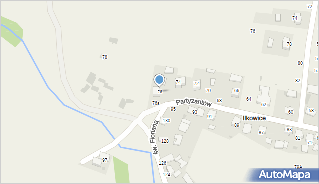 Ilkowice, Partyzantów, 76, mapa Ilkowice
