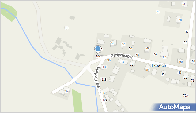 Ilkowice, Partyzantów, 76a, mapa Ilkowice