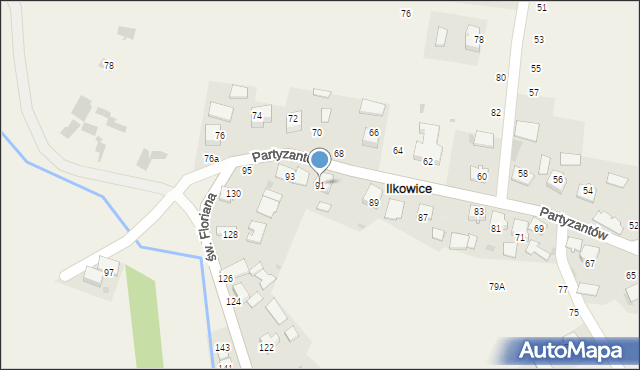 Ilkowice, Partyzantów, 91, mapa Ilkowice