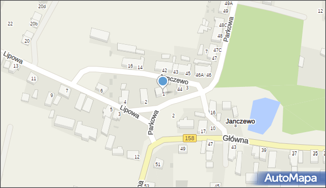 Janczewo, Parkowa, 1, mapa Janczewo