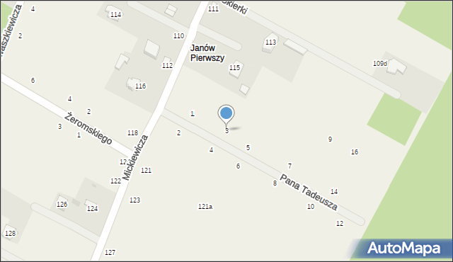 Janów, Pana Tadeusza, 3, mapa Janów