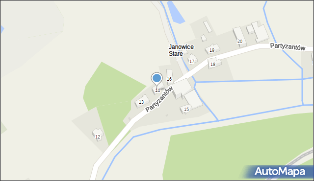 Janowice Wielkie, Partyzantów, 14, mapa Janowice Wielkie