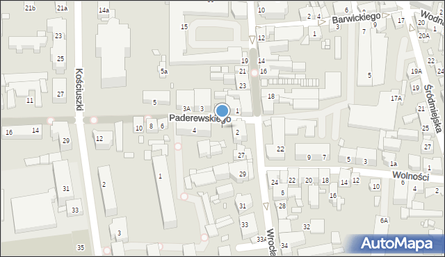 Jarocin, Paderewskiego Ignacego Jana, 2a, mapa Jarocin