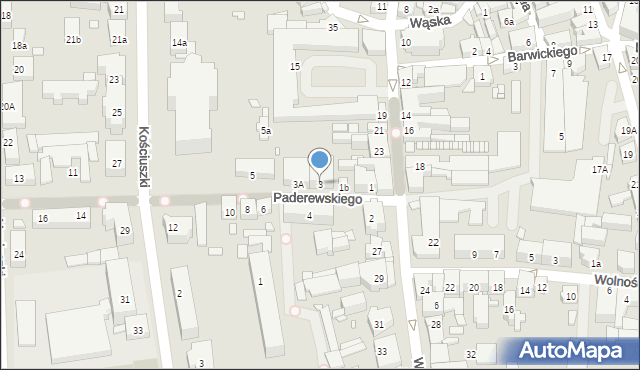Jarocin, Paderewskiego Ignacego Jana, 3, mapa Jarocin