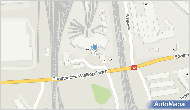 Jarocin, Parowozownia, 1B, mapa Jarocin