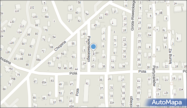 Jasło, Paderewskiego Ignacego Jana, 4, mapa Jasła