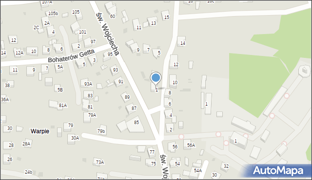 Jaworzno, Pawia, 1, mapa Jaworzno