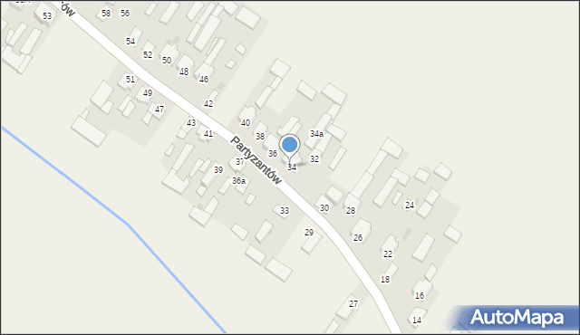 Jedlanka, Partyzantów, 34, mapa Jedlanka