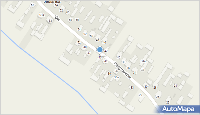 Jedlanka, Partyzantów, 43, mapa Jedlanka