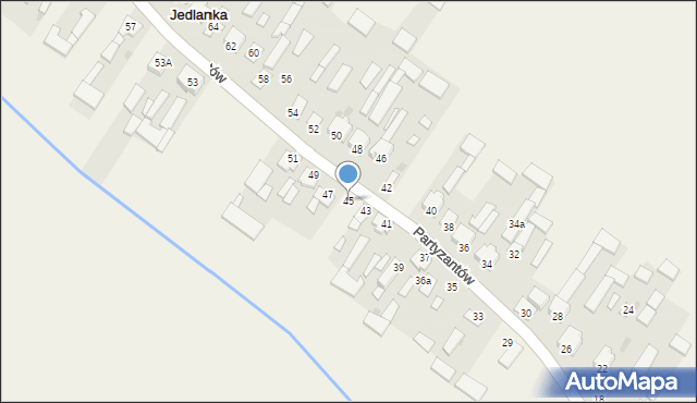 Jedlanka, Partyzantów, 45, mapa Jedlanka
