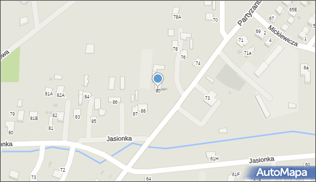 Jędrzejów, Partyzantów, 80, mapa Jędrzejów