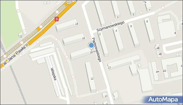 Jelenia Góra, Paderewskiego Ignacego Jana, 14, mapa Jelenia Góra