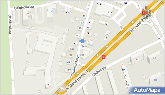 Jelenia Góra, Paderewskiego Ignacego Jana, 20, mapa Jelenia Góra
