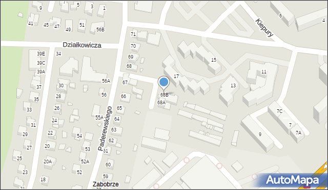 Jelenia Góra, Paderewskiego Ignacego Jana, 68B, mapa Jelenia Góra