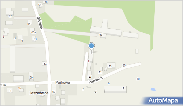 Jeszkowice, Parkowa, 3, mapa Jeszkowice
