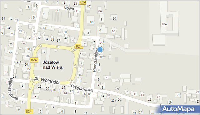 Józefów nad Wisłą, Partyzantów, 10, mapa Józefów nad Wisłą